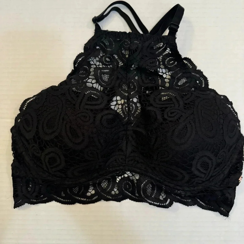 Victoria Secret Pink Black Lace Push Up Tee Shirt Bra